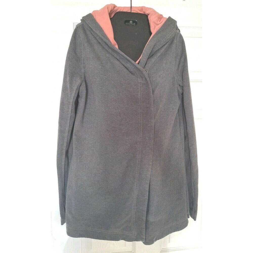 Lululemon Athletics Snap Front Hooded Jacket Coat Size 8 Gray Lined Womens Yoga